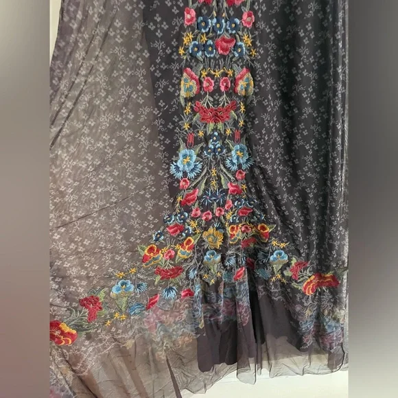 Johnny Was, Eleir printed mesh Maxi Dress Size XXL Floral Sleeveless Embroiderd - Picture 10 of 11